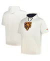 Profile Men's Oatmeal Chicago Bears Big Tall Chest Print And Logo Short Sleeve Pullover Hoodie In Brown