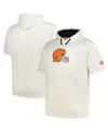 Profile Men's Oatmeal Cleveland Browns Big Tall Chest Print And Logo Short Sleeve Pullover Hoodie In Multi