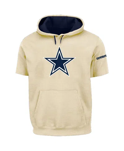 Profile Men's Oatmeal Dallas Cowboys Big Tall Chest Print And Logo Short Sleeve Pullover Hoodie In Brown