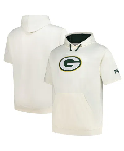 Profile Men's Oatmeal Green Bay Packers Big Tall Chest Print And Logo Short Sleeve Pullover Hoodie In Brown