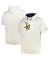 Profile Men's Oatmeal Minnesota Vikings Big Tall Chest Print And Logo Short Sleeve Pullover Hoodie In Animal Print