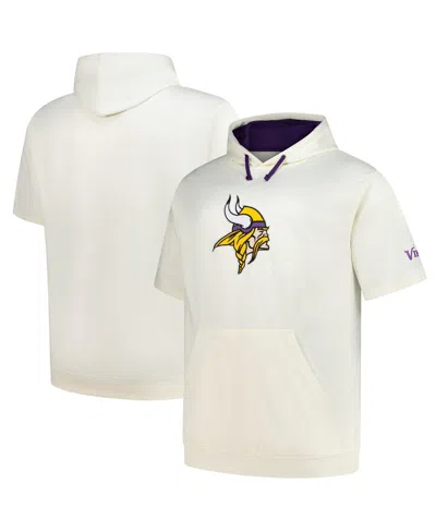 Profile Men's Oatmeal Minnesota Vikings Big Tall Chest Print And Logo Short Sleeve Pullover Hoodie In Animal Print