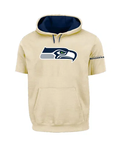 Profile Men's Oatmeal Seattle Seahawks Big Tall Chest Print And Logo Short Sleeve Pullover Hoodie In Neutral