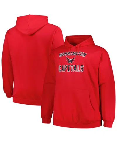 PROFILE MEN'S PROFILE RED WASHINGTON CAPITALS BIG AND TALL ARCH OVER LOGO PULLOVER HOODIE