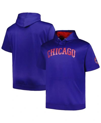 Profile Men's  Royal Chicago Cubs Big And Tall Contrast Short Sleeve Pullover Hoodie