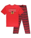 Profile Men's Red Chicago Blackhawks Big And Tall T-shirt And Pajama Pants Sleep Set In Red