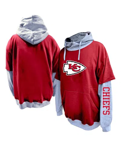 Profile Men's Red/heather Gray Kansas City Chiefs Big Tall Twofer Pullover Hoodie