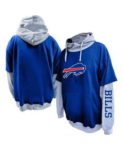 Profile Men's Royal/heather Gray Buffalo Bills Big Tall Twofer Pullover Hoodie In Blue