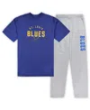 Profile Men's St. Louis Blues Royal, Heather Gray Big And Tall T-shirt And Pants Lounge Set In Royal,heather Gray