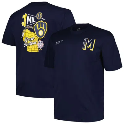 Profile Navy Milwaukee Brewers Split Zone T-shirt