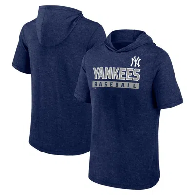 Profile Navy New York Yankees Big & Tall Short Sleeve Pullover Hoodie In Blue