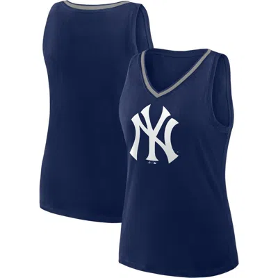 Profile Navy New York Yankees Plus Sized Stellar Win V-neck Tank Top In Blue