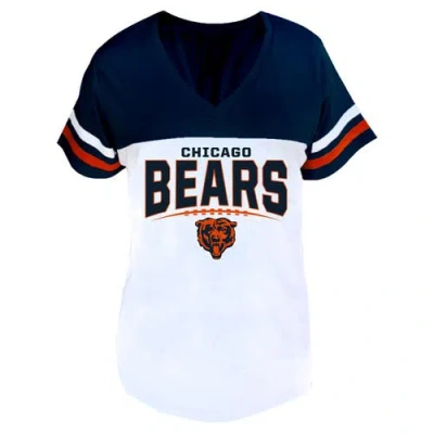 Profile Navy/white Chicago Bears Plus Size Split Body V-neck T-shirt In Blue