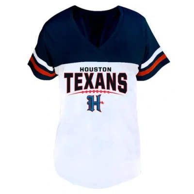 Profile Navy/white Houston Texans Plus Size Split Body V-neck T-shirt