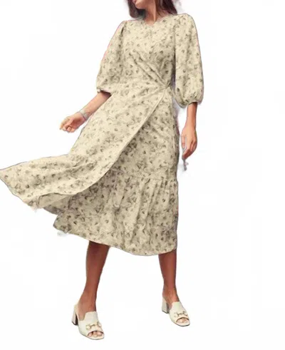 Profile Nyc Floral Wrap Dress In Cream In Neutral