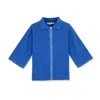 Profile Nyc Women's Blue Eyelet Knit Polo In Blue