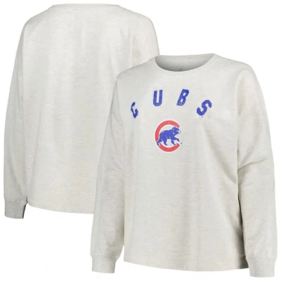 Profile Oatmeal Chicago Cubs Plus Size French Terry Crewneck Pullover Sweatshirt