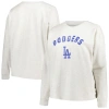 PROFILE PROFILE OATMEAL LOS ANGELES DODGERS PLUS SIZE FRENCH TERRY PULLOVER SWEATSHIRT