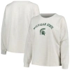 Profile Oatmeal Michigan State Spartans Distressed Arch Over Logo Neutral Boxy Pullover Sweatshirt In Oatmeal