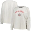 PROFILE PROFILE OATMEAL OHIO STATE BUCKEYES PLUS SIZE DISTRESSED ARCH OVER LOGO NEUTRAL BOXY PULLOVER SWEATS
