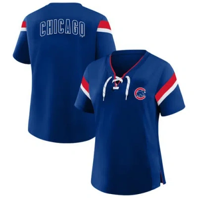 Profile Royal Chicago Cubs Lace-up T-shirt In Blue
