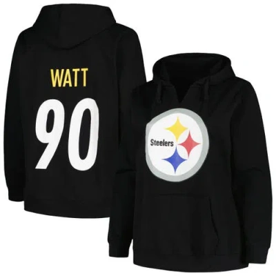 Profile T.j. Watt Black Pittsburgh Steelers Plus Size Player Name & Number Pullover Hoodie