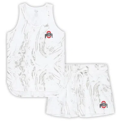 Profile Cream Ohio State Buckeyes Plus Size Marble Tank And Short Set