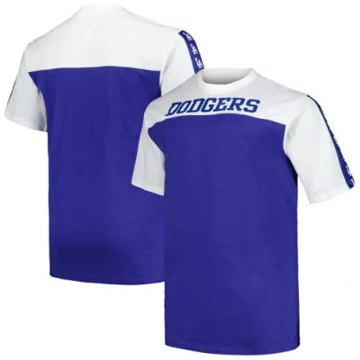 Profile White/royal Los Angeles Dodgers Big & Tall Yoke Knit T-shirt In Purple