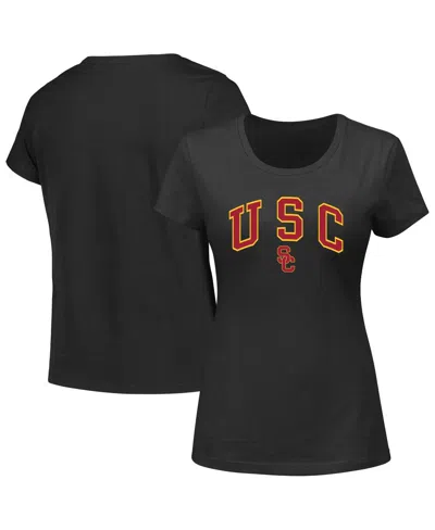 Profile Women's Black Usc Trojans Plus Size Arch Over Logo Scoop Neck T-shirt