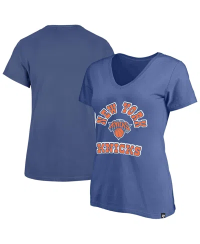 Profile Women's Blue New York Knicks Plus Size Comeback V-neck T-shirt