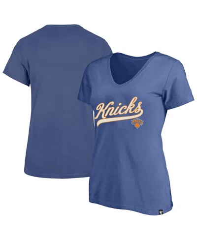 Profile Women's Blue New York Knicks Plus Size Sweep V-neck T-shirt