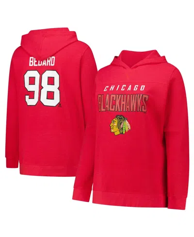 Profile Women's Connor Bedard Red Chicago Blackhawks Plus Size Name Number Thermal Pullover Hoodie