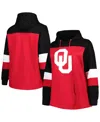 Profile Crimson Oklahoma Sooners Plus Size Color-block Pullover Hoodie In Crimson