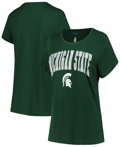 Profile Women's Green Michigan State Spartans Plus Size Arch Over Logo Scoop Neck T-shirt