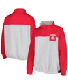 Profile Women's Heather Gray, Scarlet Ohio State Buckeyes Plus Size Sideline To Sideline Quarter-zip Top In Heather Gray,scarlet