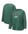 Profile Women's Heather Green New York Jets Plus Size Acid Wash Raglan Sweatshirt In Green