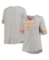 Profile Heathered Gray Tennessee Volunteers Plus Size Lace-up V-neck T-shirt In Heathered Gray