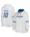 Profile Women's Justin Herbert White, Powder Blue Los Angeles Chargers Plus Size Name And Number Pullover Ho In White,powder Blue