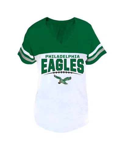 Profile Women's Kelly Green/white Philadelphia Eagles Plus Size Split Body V-neck T-shirt