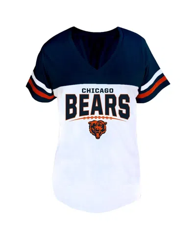 Profile Women's Navy/white Chicago Bears Plus Size Split Body V-neck T-shirt In Multi