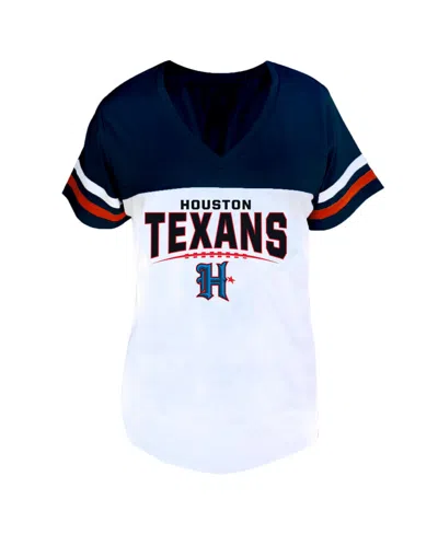 Profile Women's Navy/white Houston Texans Plus Size Split Body V-neck T-shirt