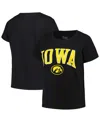 PROFILE WOMEN'S PROFILE BLACK IOWA HAWKEYES PLUS SIZE ARCH OVER LOGO SCOOP NECK T-SHIRT