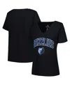 Profile Black Memphis Grizzlies Plus Size Arch Over Logo V-neck T-shirt In Black