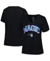 Profile Women's  Black Orlando Magic Plus Size Arch Over Logo V-neck T-shirt In Black