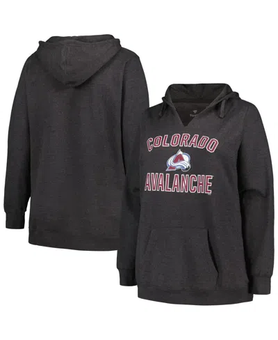 Profile Women's  Heather Charcoal Colorado Avalanche Plus Size Arch Over Logo Pullover Hoodie