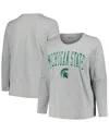 PROFILE WOMEN'S PROFILE HEATHER GRAY MICHIGAN STATE SPARTANS PLUS SIZE ARCH OVER LOGO SCOOP NECK LONG SLEEVE