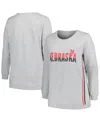 Profile Women's  Heather Gray Nebraska Huskers Plus Size Side Stripe Pullover Sweatshirt In Heather Gray