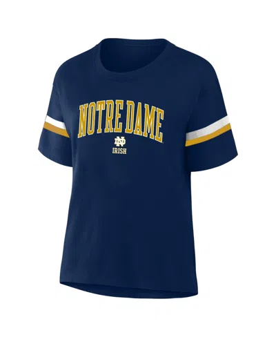 Profile Women's  Navy Notre Dame Fighting Irish Stripe Plus Size T-shirt In Multi