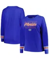 PROFILE WOMEN'S PROFILE ROYAL FLORIDA GATORS PLUS SIZE TRIPLE SCRIPT SCOOP NECK LONG SLEEVE T-SHIRT