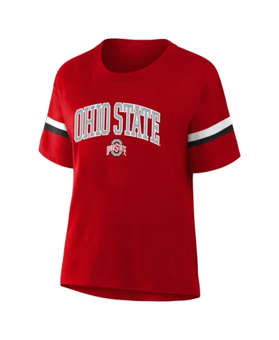 Profile Women's  Scarlet Ohio State Buckeyes Stripe Plus Size T-shirt In Red